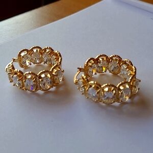 $40 OBO Gold Elegant Hoop Earrings With Large Cubic Zirconias